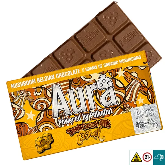 Aura Mushroom Chocolate Bar Powered By Polkadot - Dark Chocolate Caramel