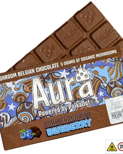 Aura Mushroom Chocolate Bar Powered By Polkadot - Dark Chocolate Blueberry