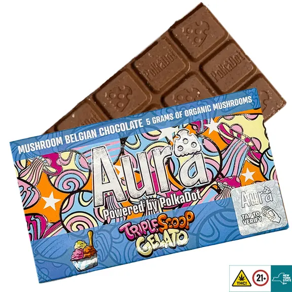 Aura Mushroom Chocolate Bar Powered By Polkadot - Triple Scoop Gelato
